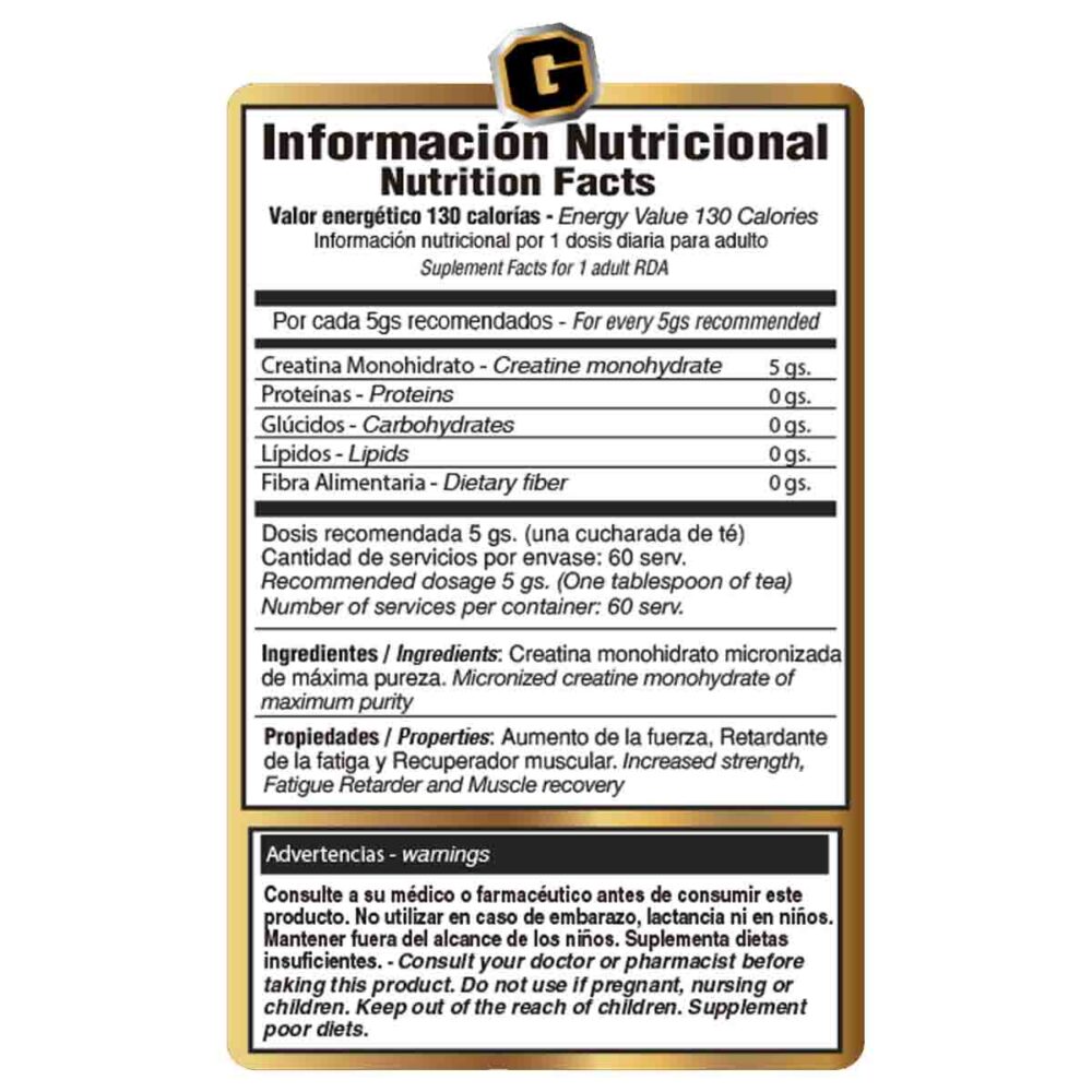 Creatina 300g Gold Nutrition