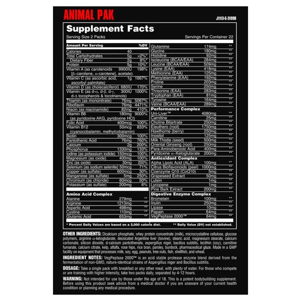 Animal Pak 44 packs Universal Nutrition